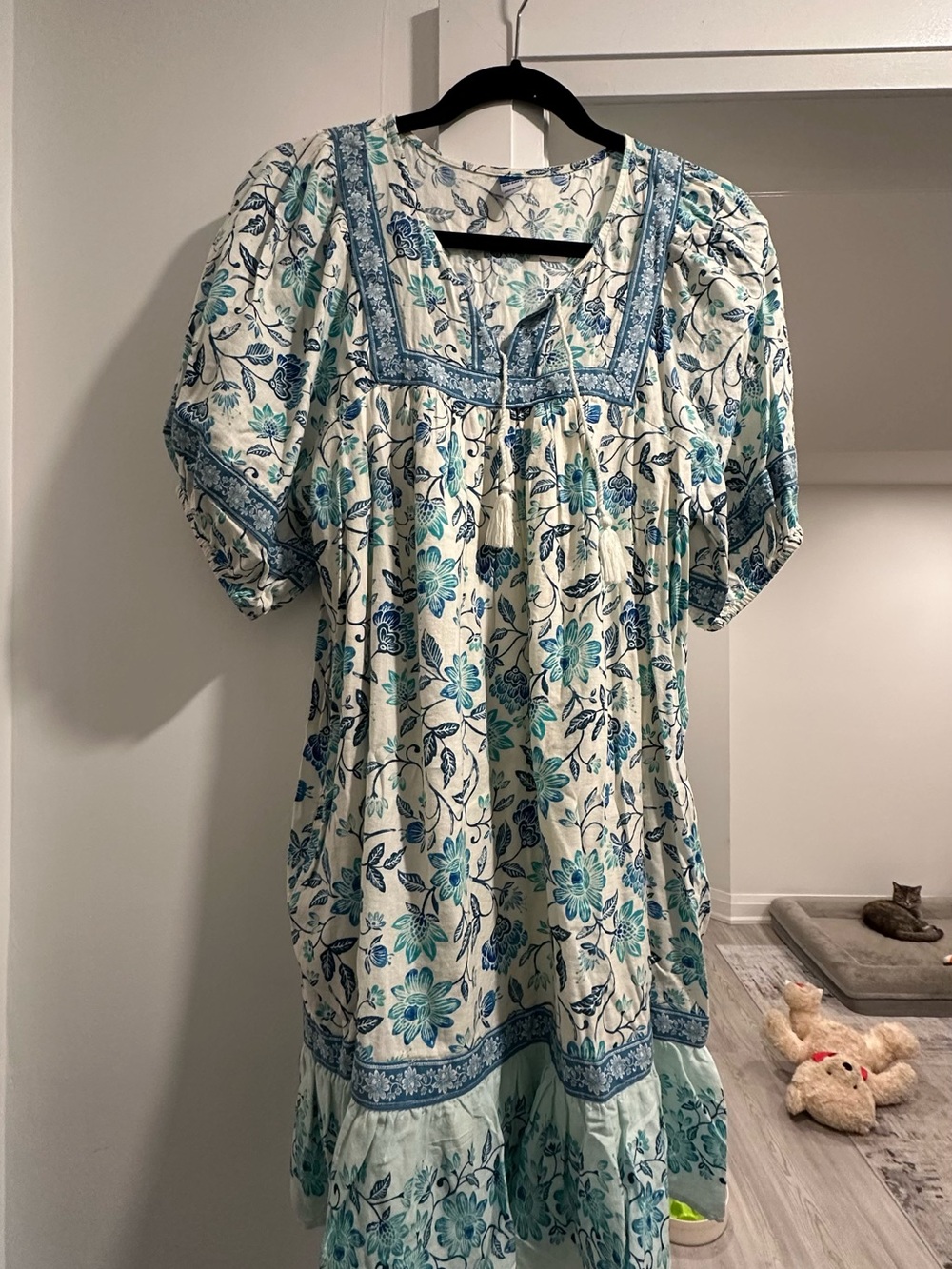 Old Navy Teal and White Floral Midi Dress